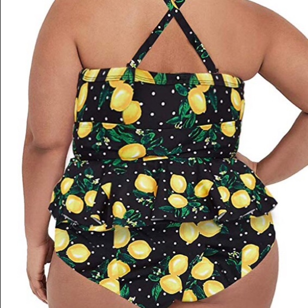 Plus size lemon print peplum bikini - Picture 3 of 4